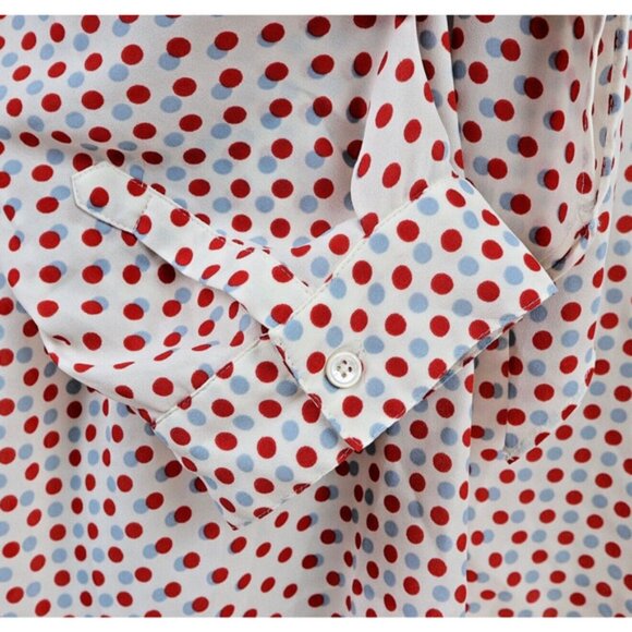 Modcloth Size 1X Pleasant Confidence Blouse Polka Dot Red Blue - Picture 8 of 11